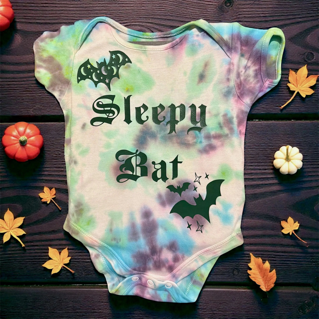 Tie-Dye baby vest 🦔🖤‘Sleepy Bat’🖤🦔 Claxton Creations GB