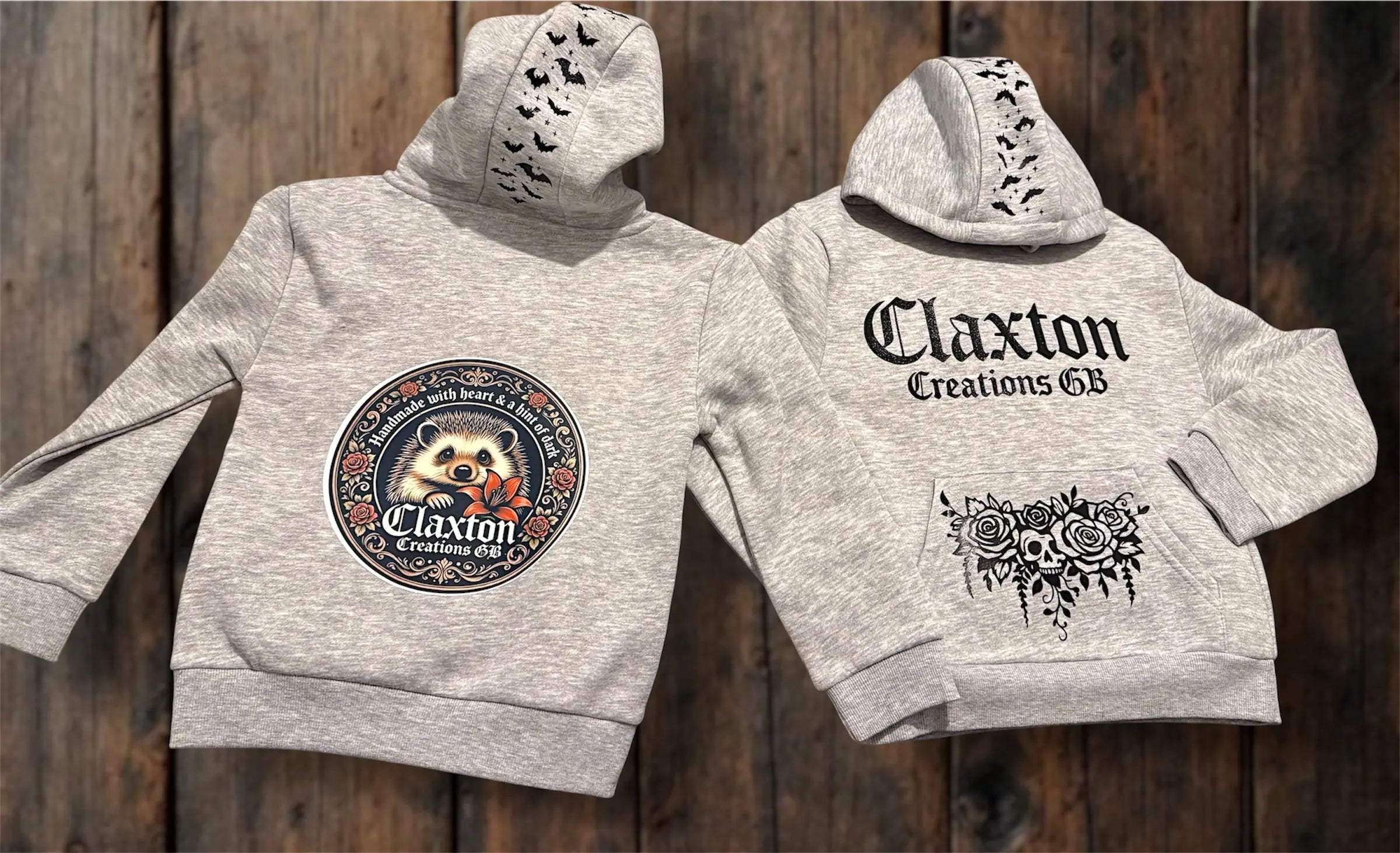 ClaxtoncreationsGB-kids gothic grey hoodie Claxton Creations GB