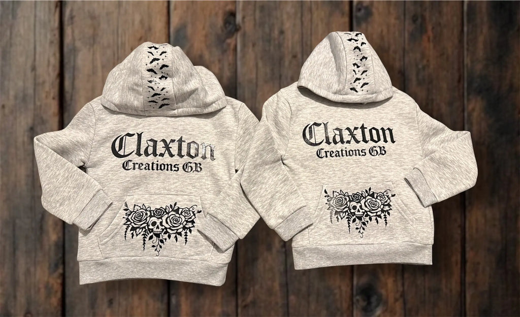ClaxtoncreationsGB-kids gothic grey hoodie Claxton Creations GB