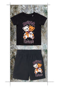 DOUBLE TROUBLE 🐻 kids CCGB black Co-ord T-shirt & shorts set🖤 Claxton Creations GB