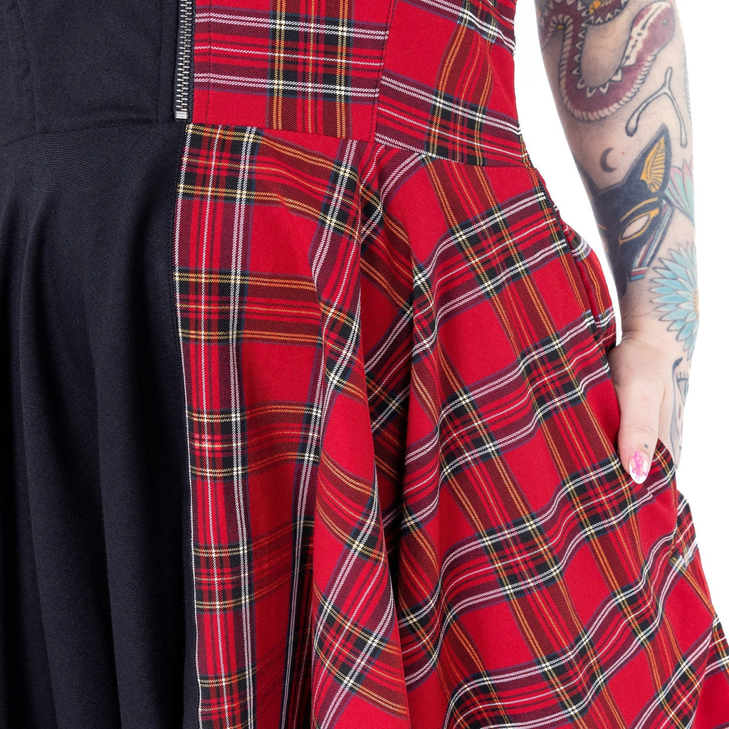 Heartless DIONE DRESS - BLACK/RED TARTAN Claxton Creations GB