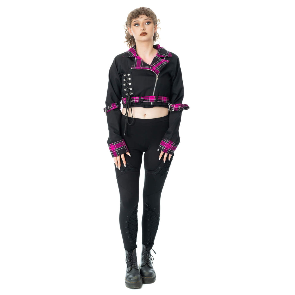 Heartless HEXBOURNE JACKET - BLACK/DARK PINK CHECK