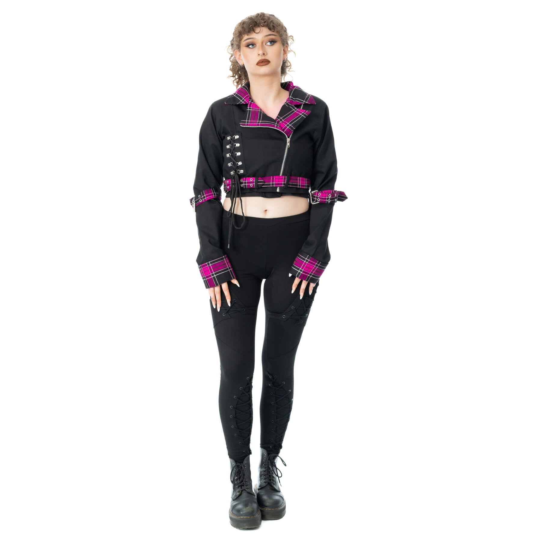 Heartless HEXBOURNE JACKET - BLACK/DARK PINK CHECK