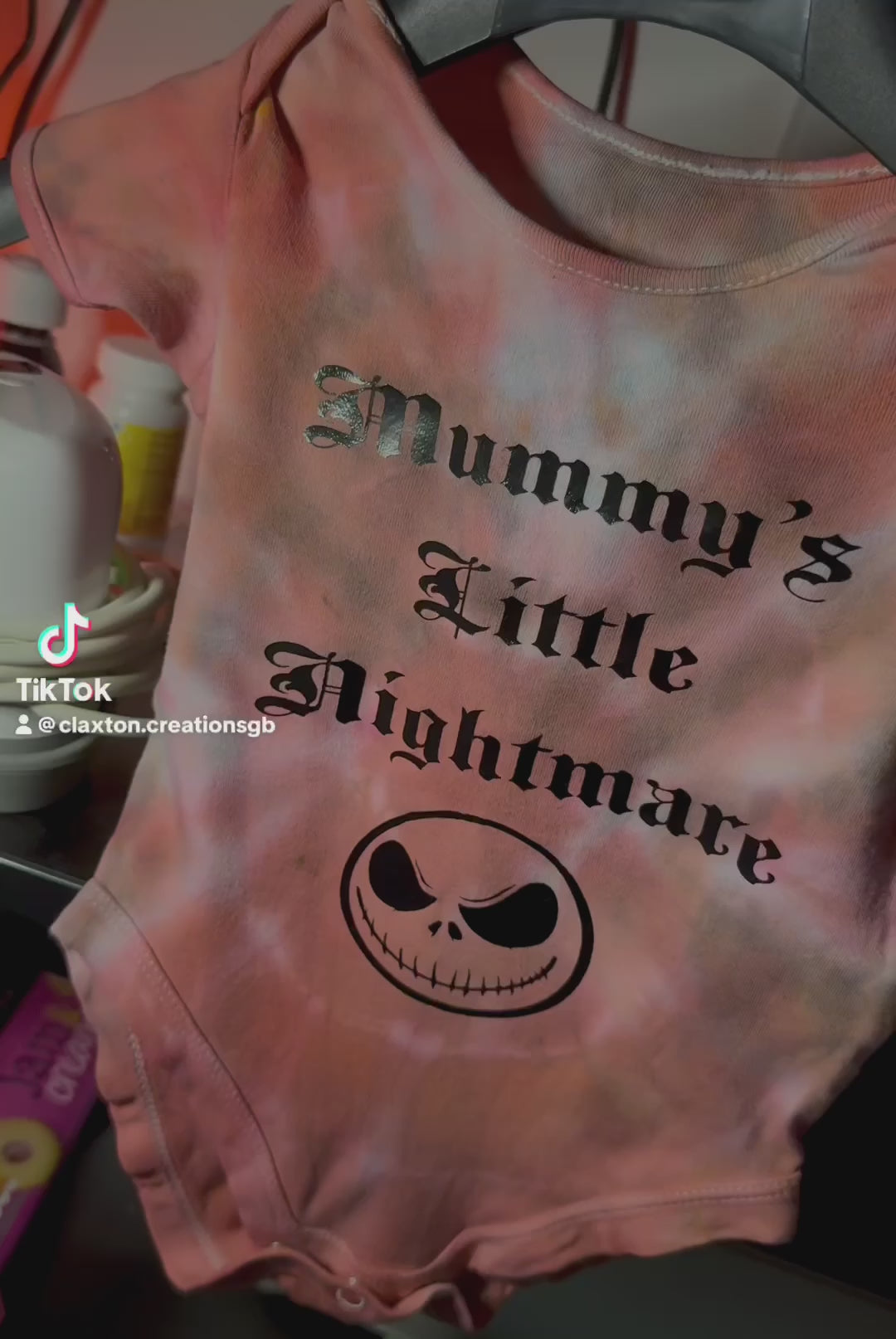 Tie-Dye baby vest 🦔🖤‘Mummy’s little nightmare’🖤🦔